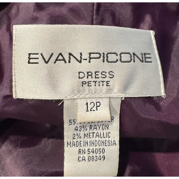 Evan Picone Size 12P Y2K Velvet Burnout Fairycore Whimsigoth Midi Dress Purple - Picture 8 of 9